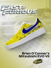 Baskets EVO VII de Brian O'Conner imprimées sur mesure pour femmes et hommes