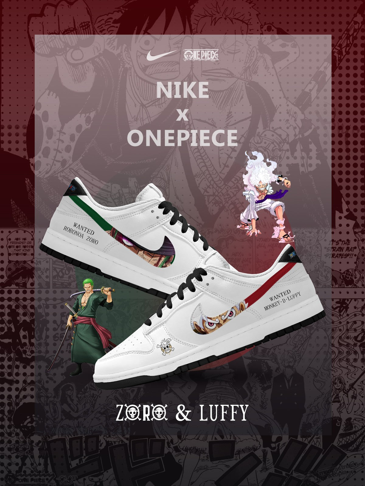 Ruffy und Zoro V.1 Custom Dunk Sneakers