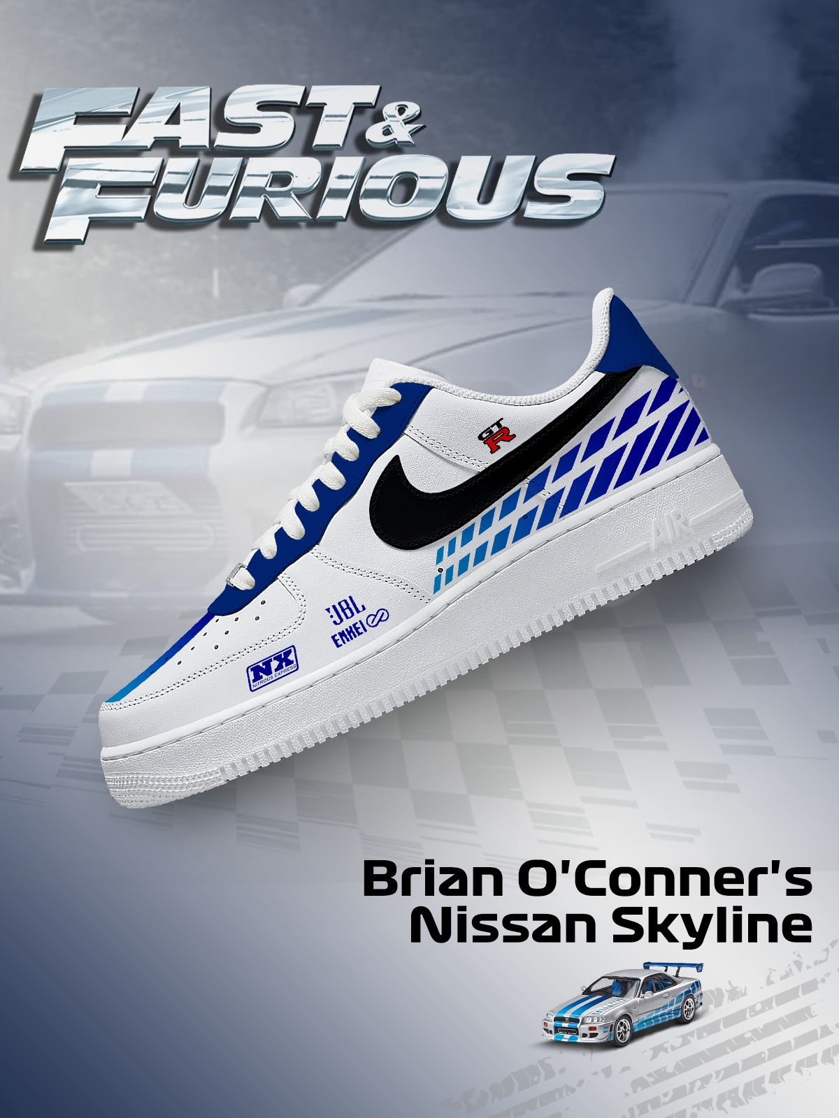 Personalisierte Brian O'Conner's Skyline Sneakers für Damen und Herren