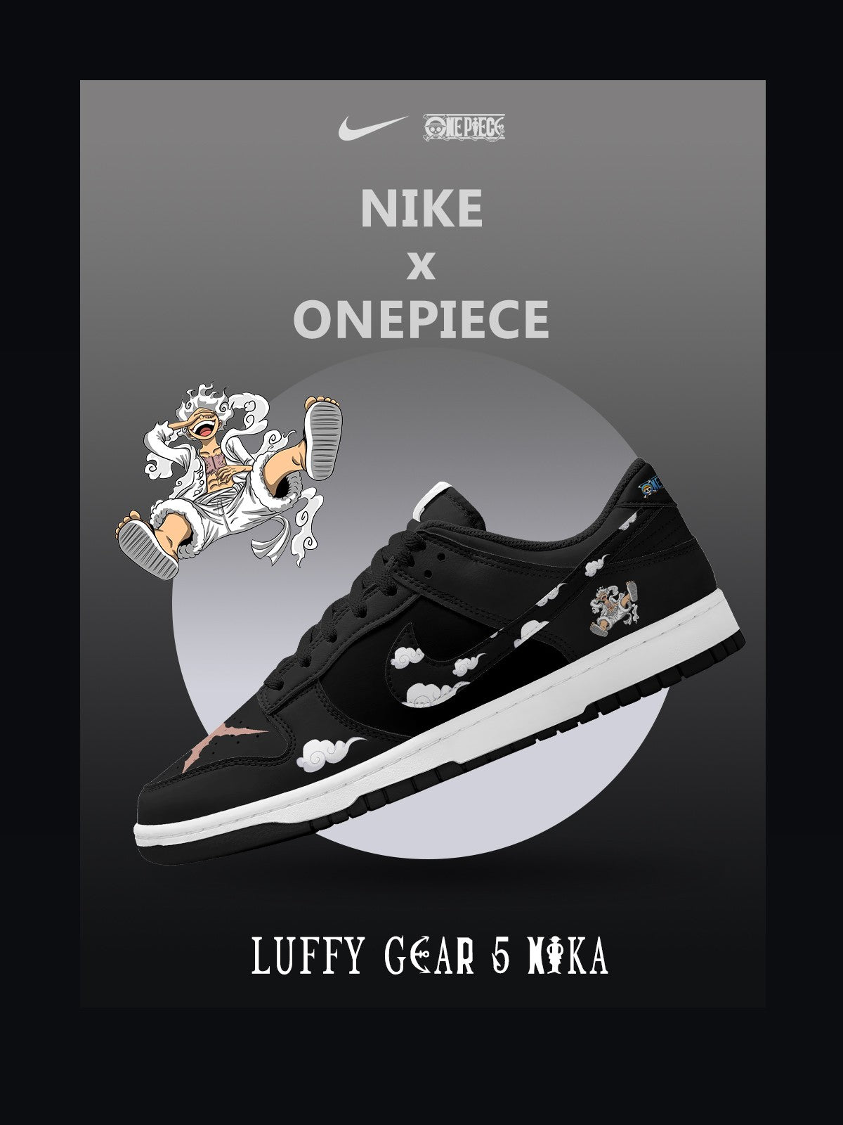 Luffy Gear 5 Nika V.1 Custom Dunk Sneakers