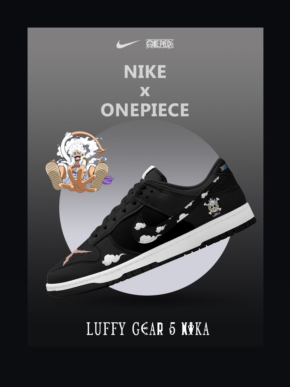 Luffy Gear 5 Nika V.2 Custom Dunk Sneakers