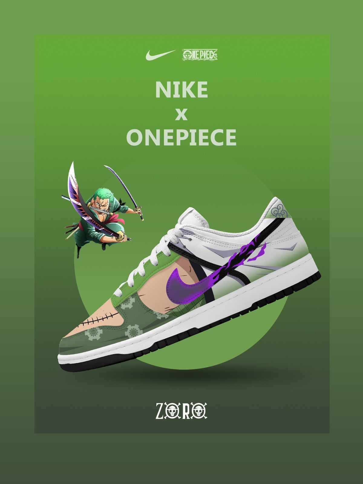 Roronoa Zoro V.2 Custom Dunk Sneakers