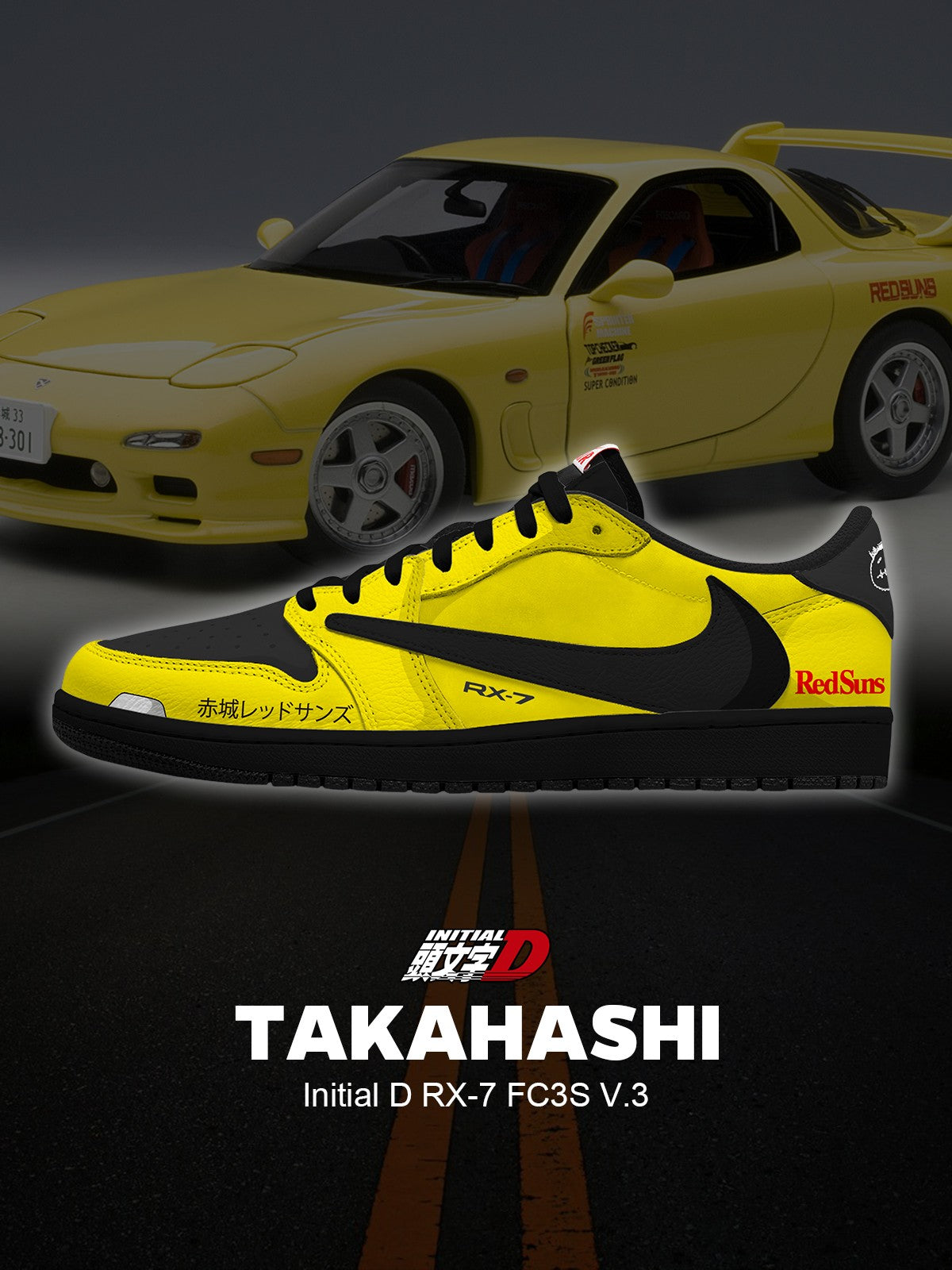 Keisuke Takahashi RX-7 FC3S V.3 Custom TS Sneakers