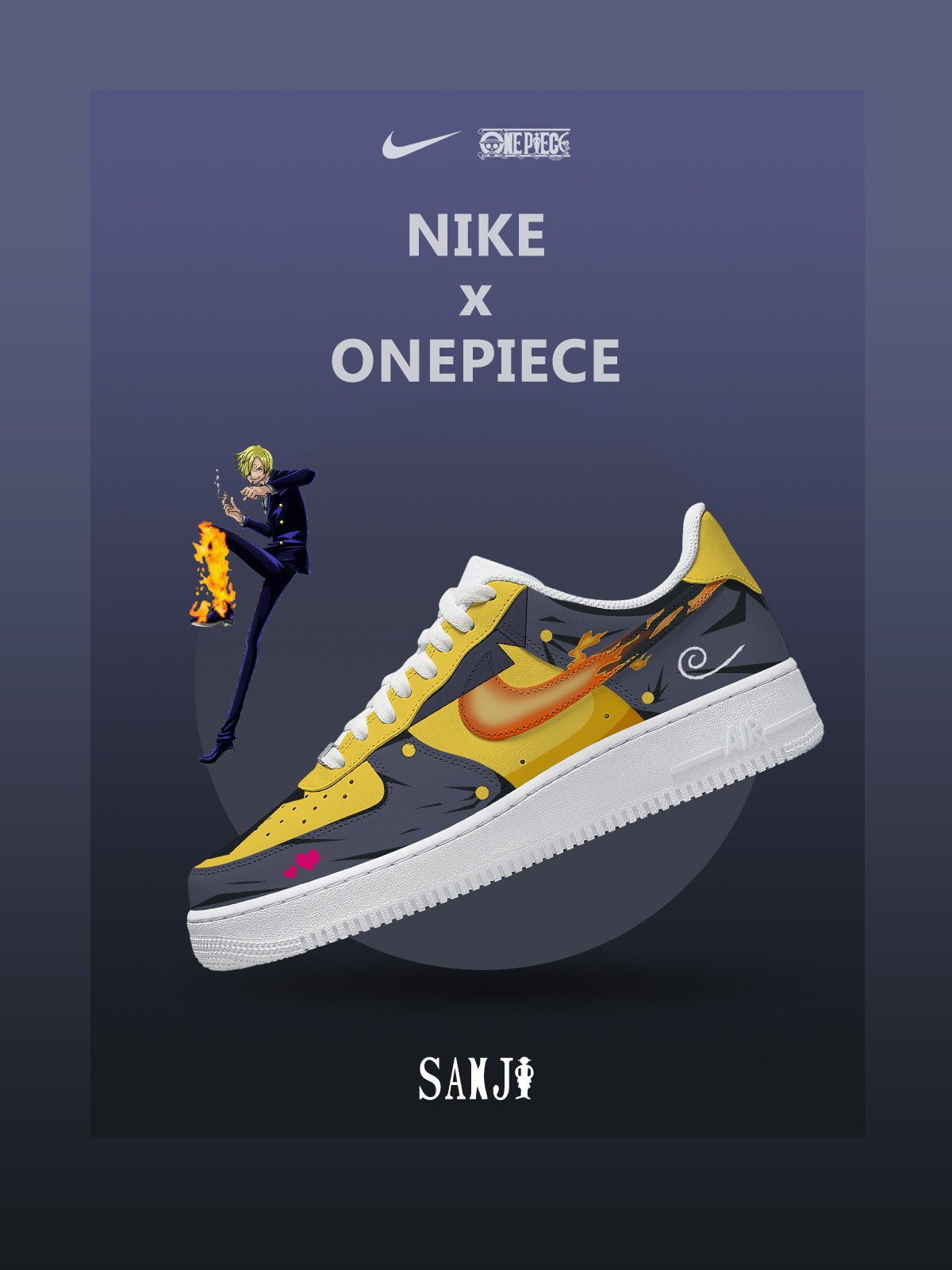 Schwarzes Bein Sanji V.3 Custom Sneakers