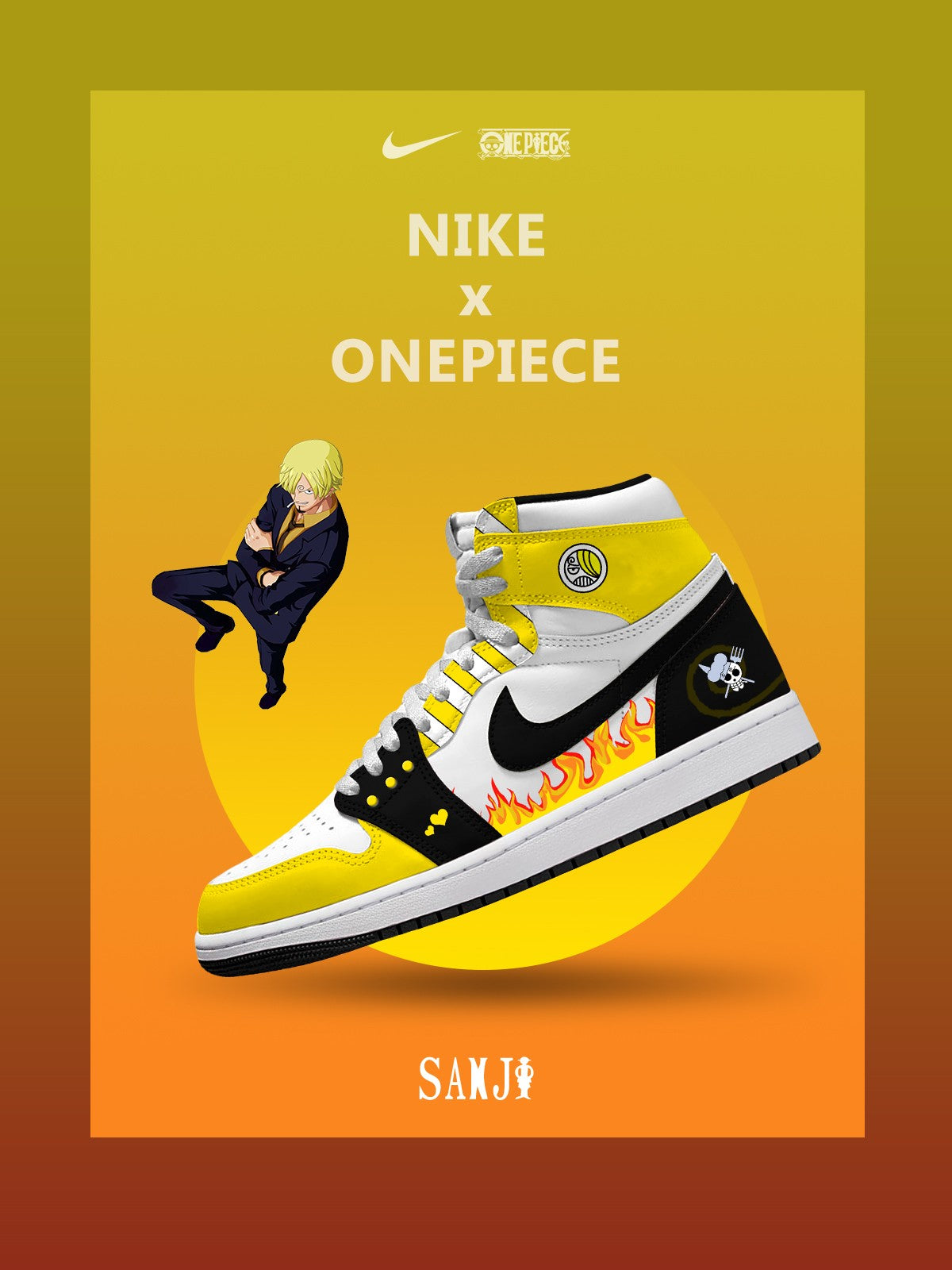 Schwarzes Bein Sanji V.3 Custom Sneakers