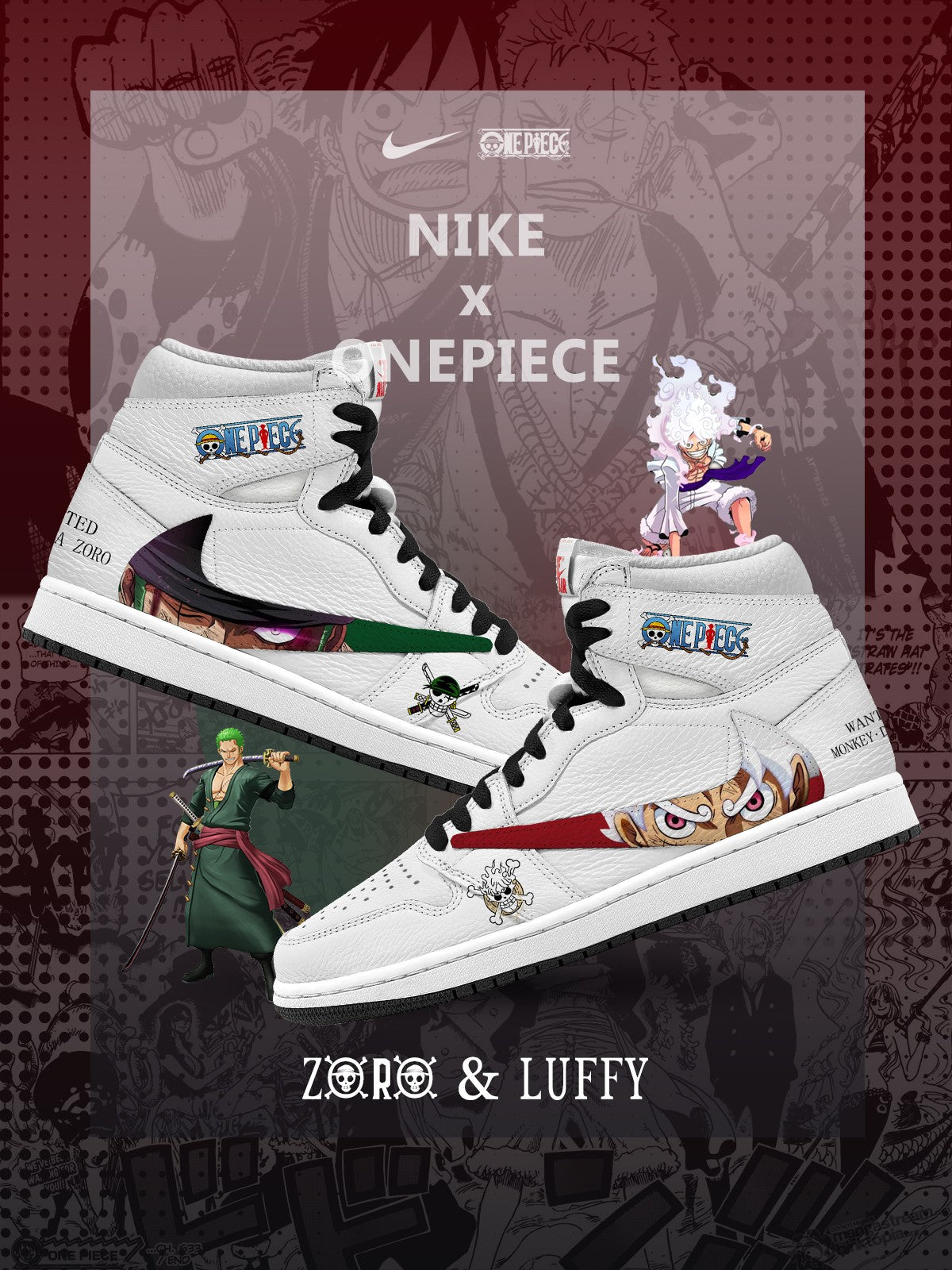 Ruffy und Zoro V.1 Custom TS High Sneakers
