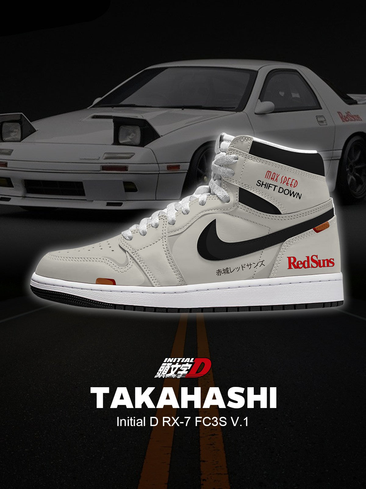 Keisuke Takahashi RX-7 FC3S V.1 High-top Custom Sneakers