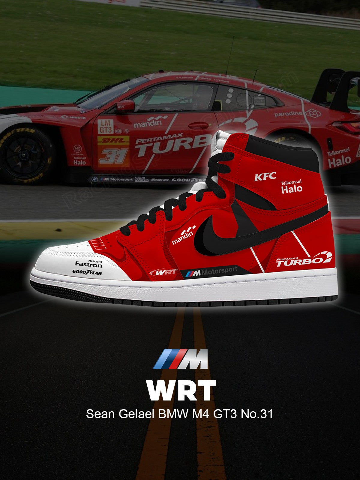 WRT Sean Gelael M4 GT3 No.31 V.1 High-top Custom Sneakers