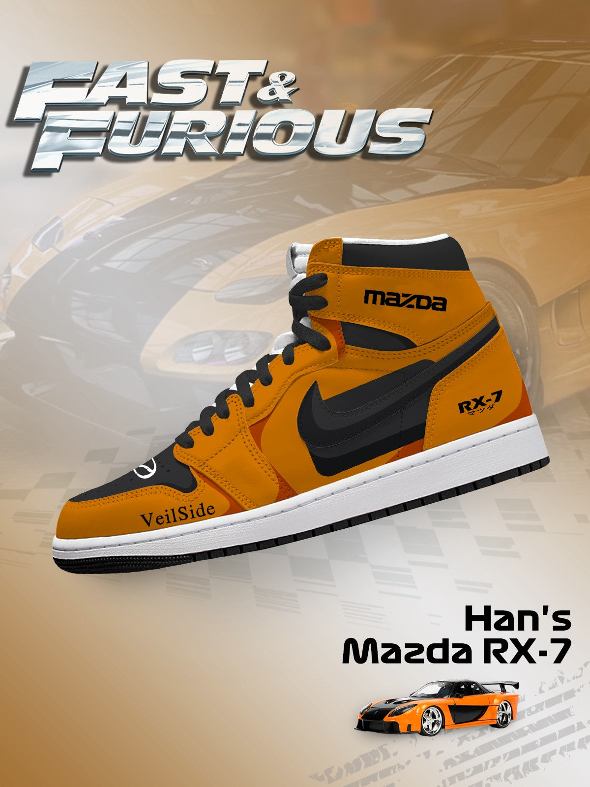 Han's RX-7 V.1 High-top Custom Sneakers