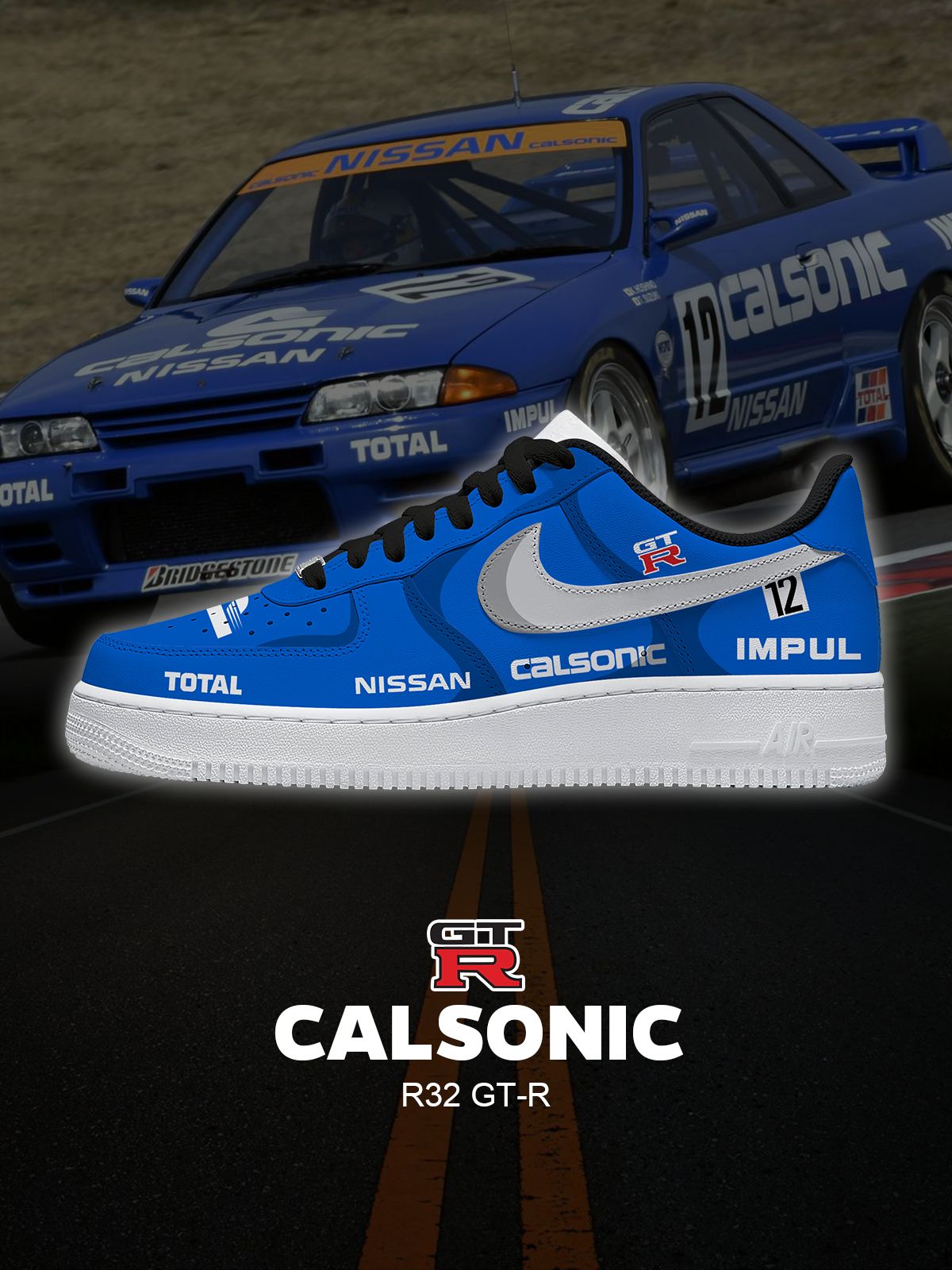 Chaussures R32 GT-R imprimées sur mesure pour femmes et hommes