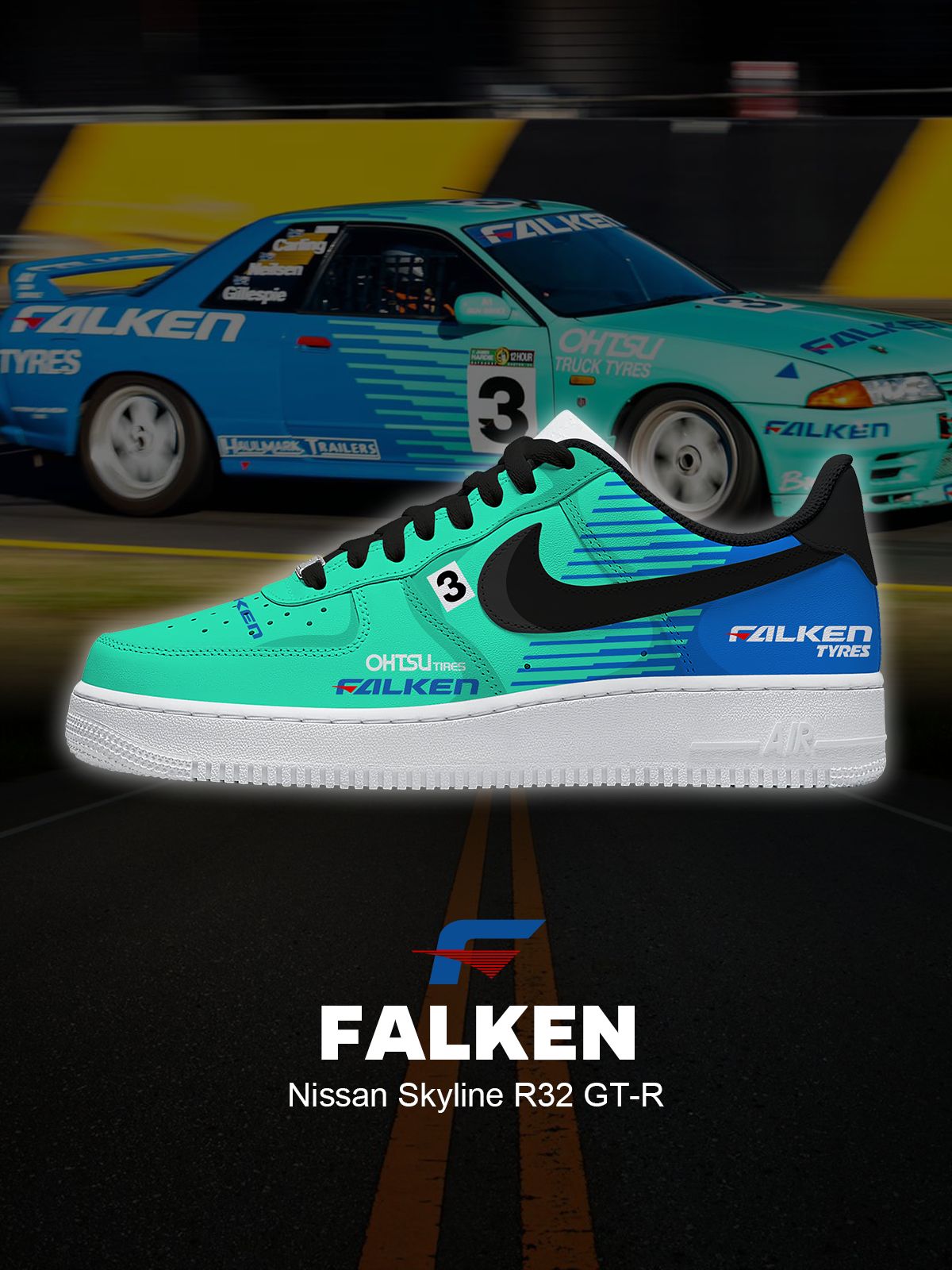 Baskets Skyline R32 GT-R personnalisées pour femmes et hommes