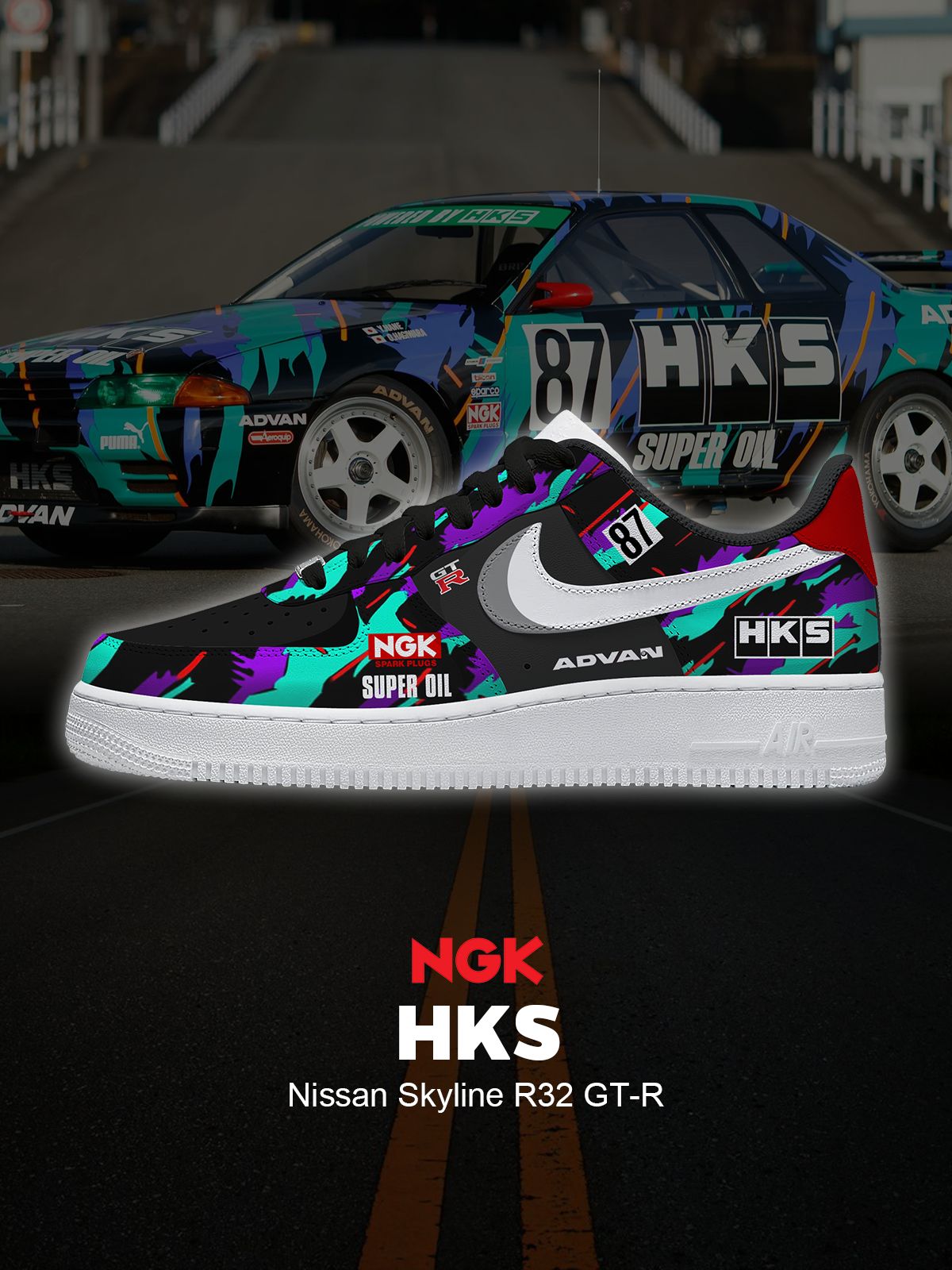 Personnalisez les baskets Skyline R32 GT-R pour femmes et hommes