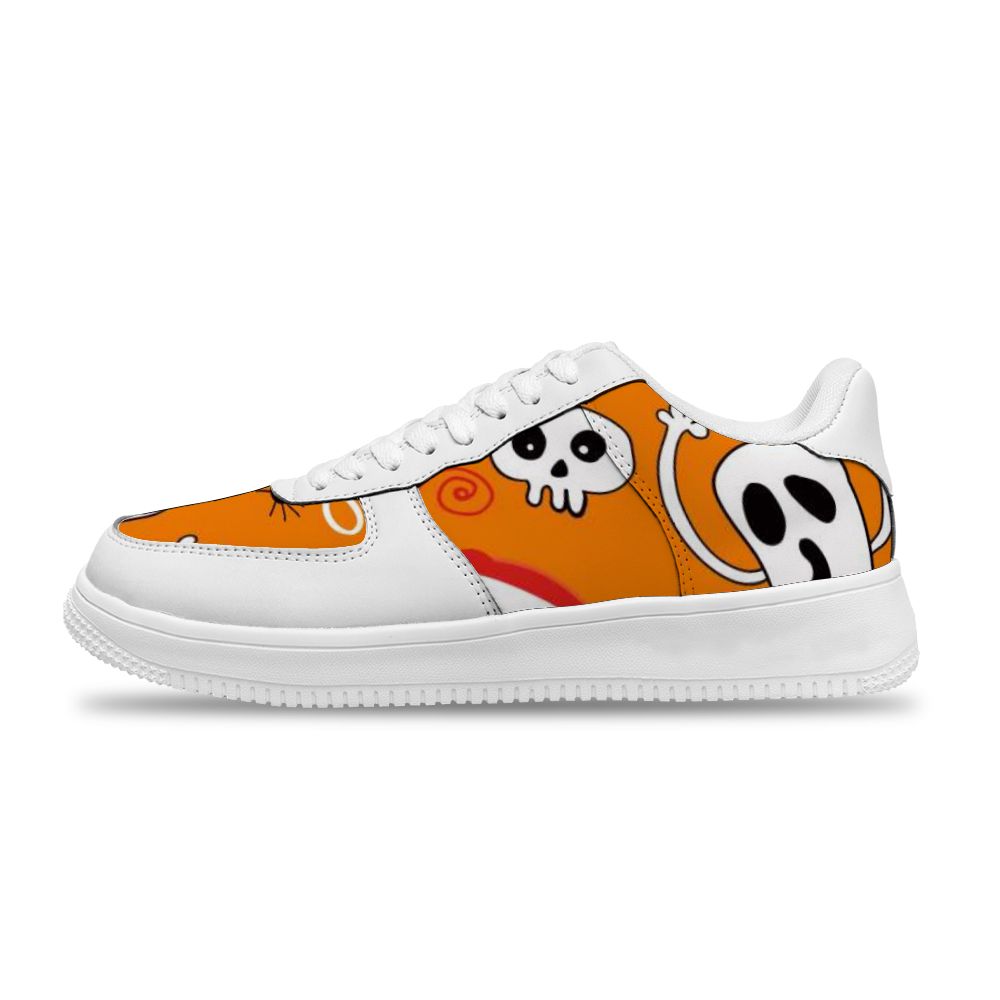 Personalisierte weiße Hintergrund Kürbis Schädel Schuhe für Frauen und Männer