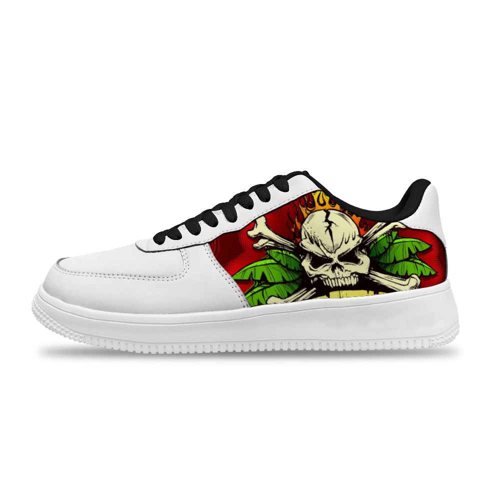 Personalisierte weiße Schuhe mit Totenkopf für Damen und Herren