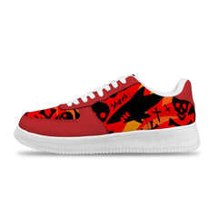 Anpassen Roter Hintergrund Hai und Totenkopf Weißes Schuhfutter Sneakers für Frauen und Männer