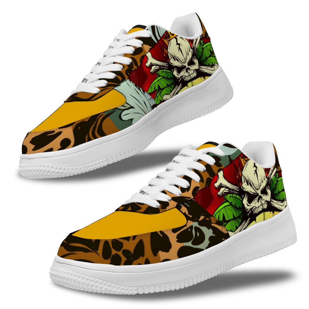 Rote Sneakers mit Totenkopf-Dekor für Damen und Herren individuell gestalten