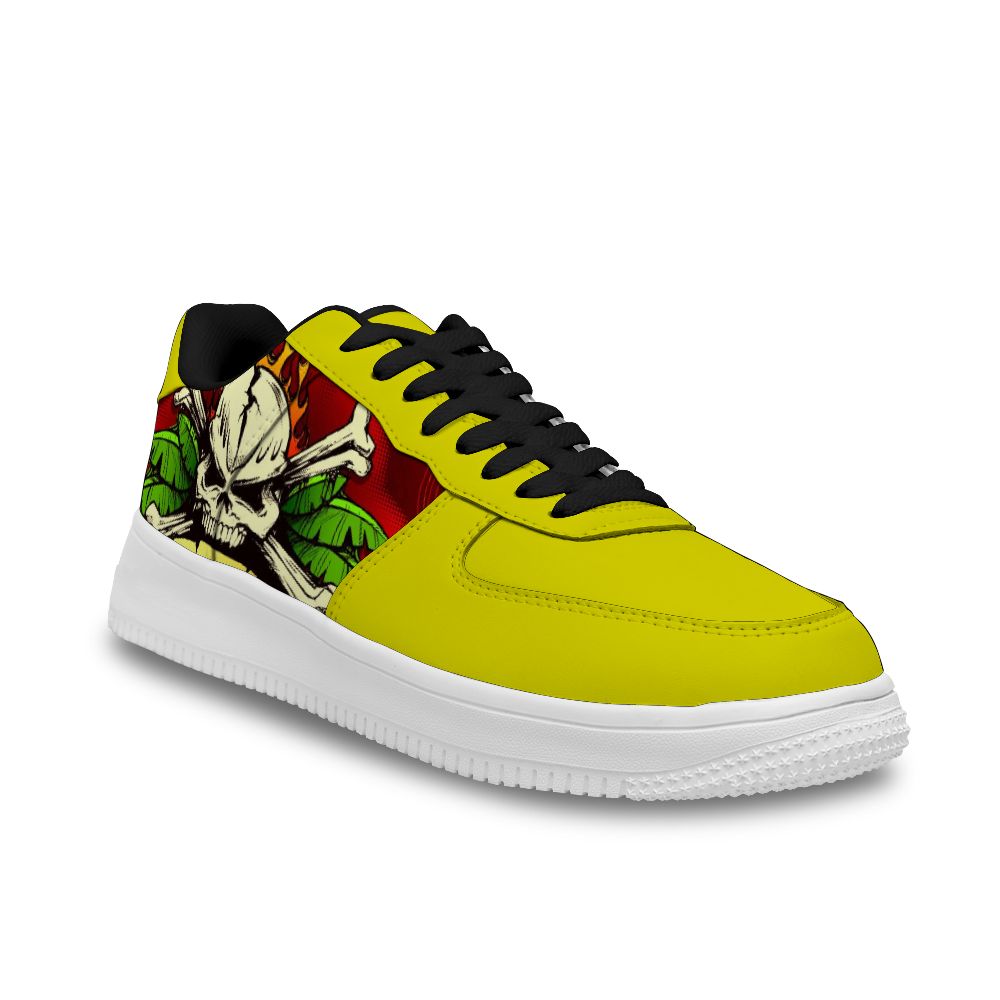 Gelbe Schuhe mit Totenkopf-Aufdruck für Damen und Herren