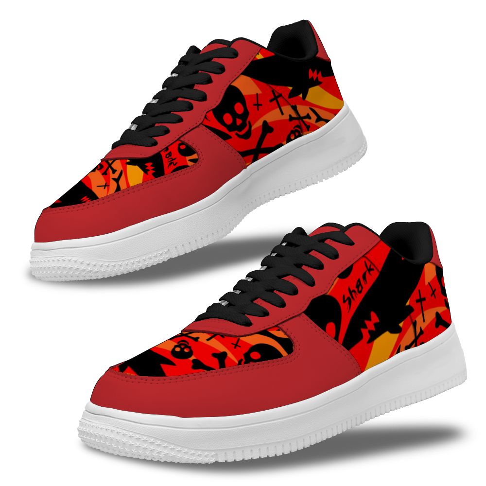 Passen Sie rote Hintergrund Hai und Totenkopf Sneakers für Frauen und Männer an