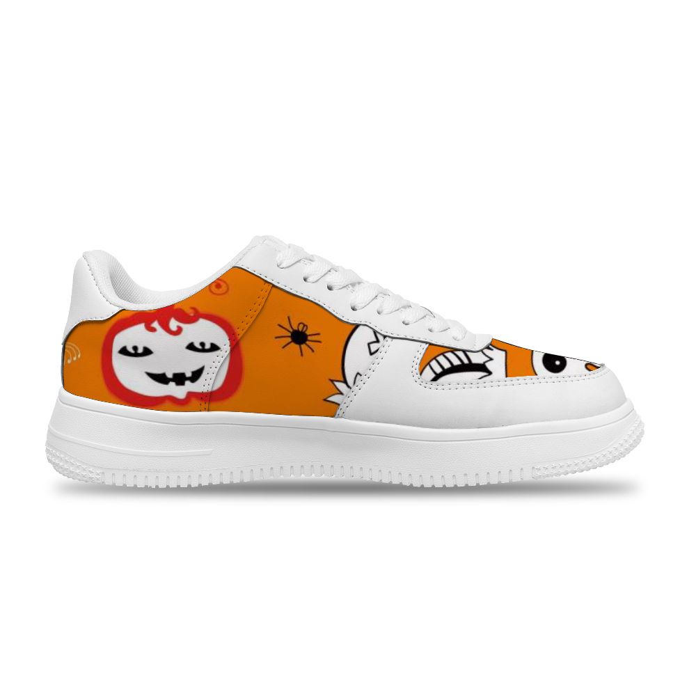 Personalisierte weiße Hintergrund Kürbis Schädel Schuhe für Frauen und Männer