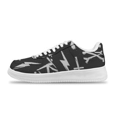 Passen Sie weiße Totenkopf auf schwarzem Hintergrund Sneakers für Frauen und Männer an