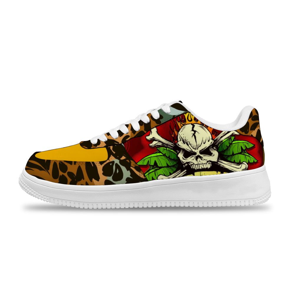 Rote Sneakers mit Totenkopf-Dekor für Damen und Herren individuell gestalten
