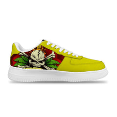 Personalisierte gelbe Sneakers mit Totenkopf für Damen und Herren