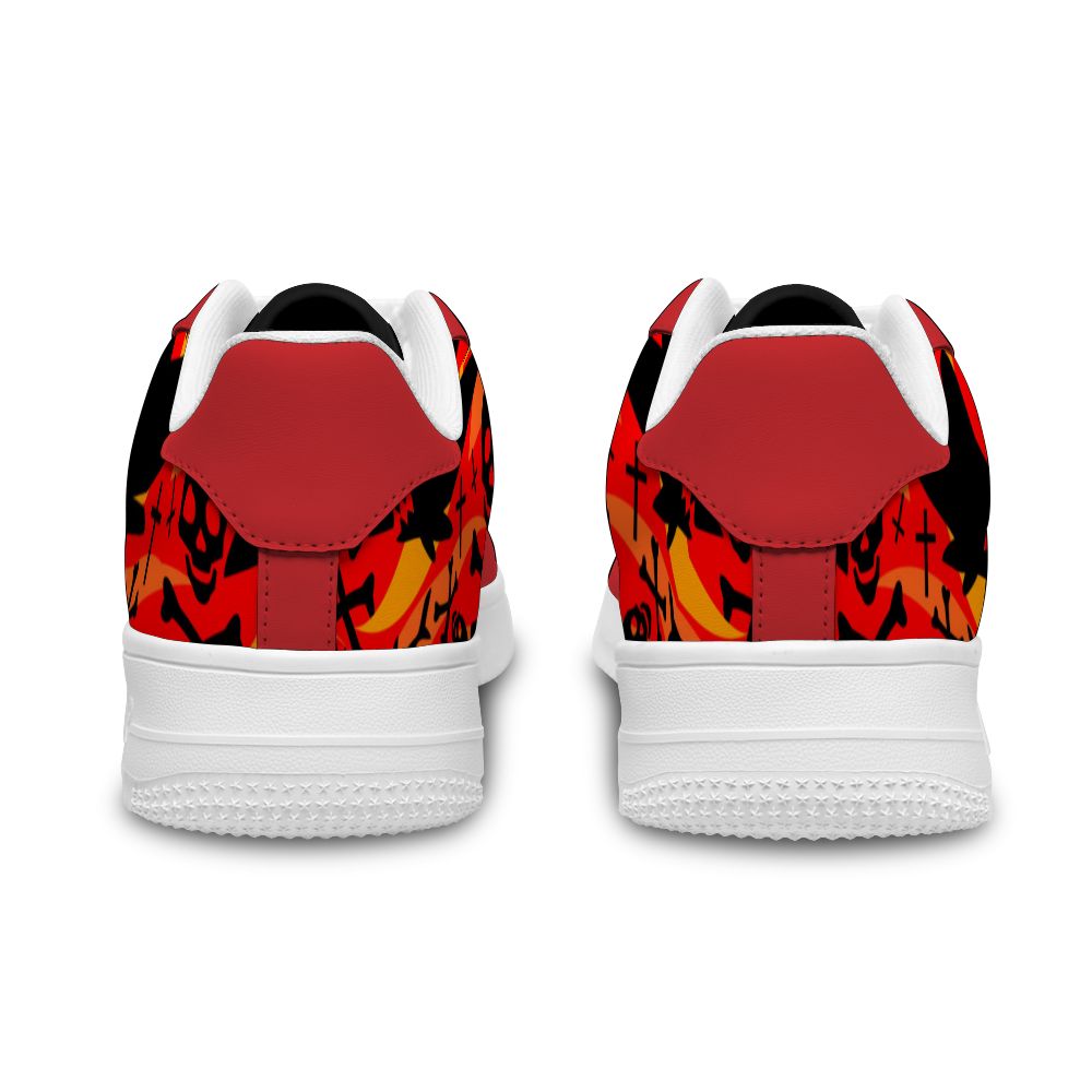 Anpassen Roter Hintergrund Hai und Totenkopf Weißes Schuhfutter Sneakers für Frauen und Männer