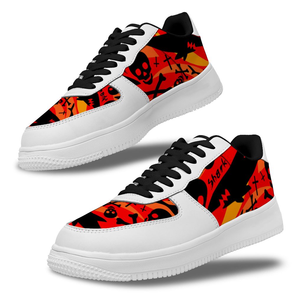 Benutzerdefinierte weißen Hintergrund Hai und Totenkopf Schuhe für Frauen und Männer