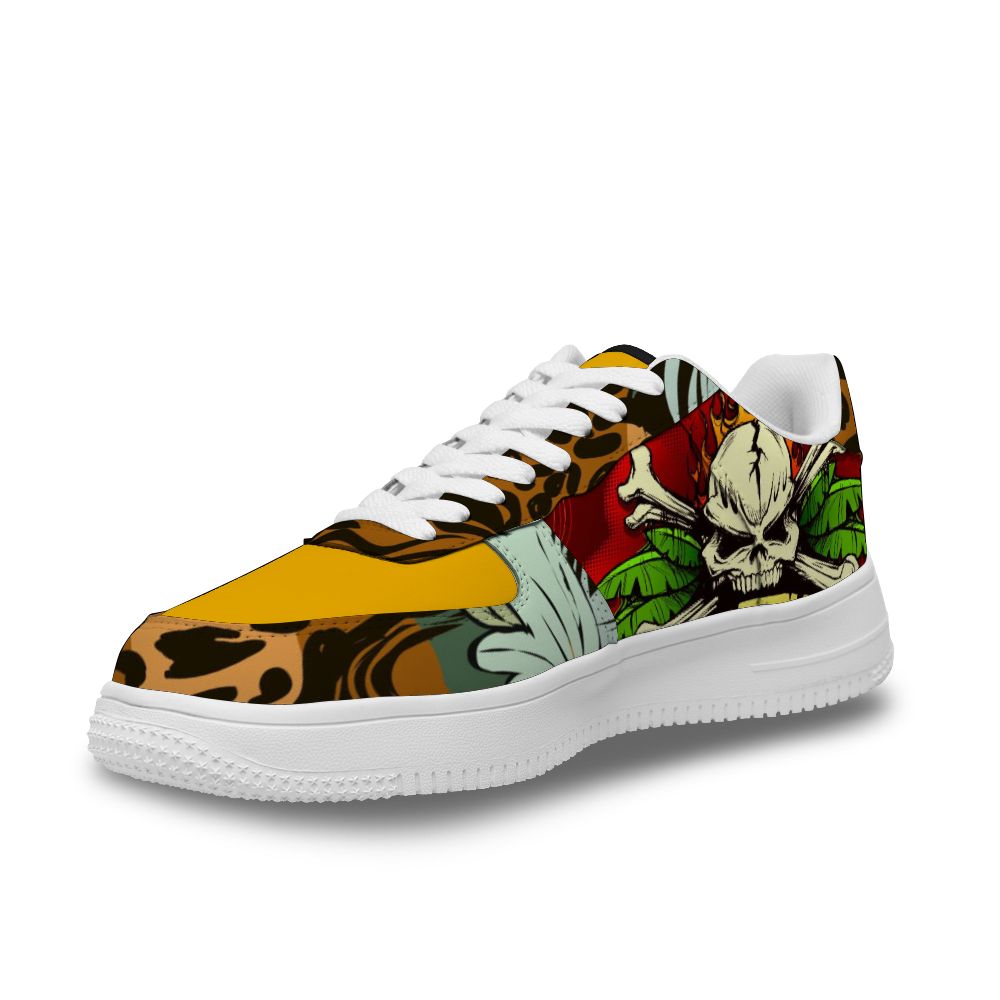 Rote Sneakers mit Totenkopf-Dekor für Damen und Herren individuell gestalten