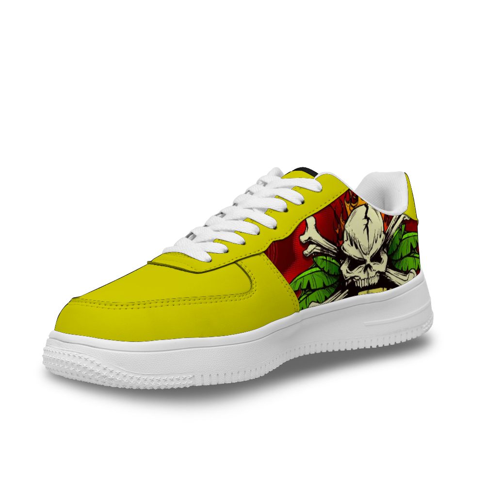 Personalisierte gelbe Sneakers mit Totenkopf für Damen und Herren