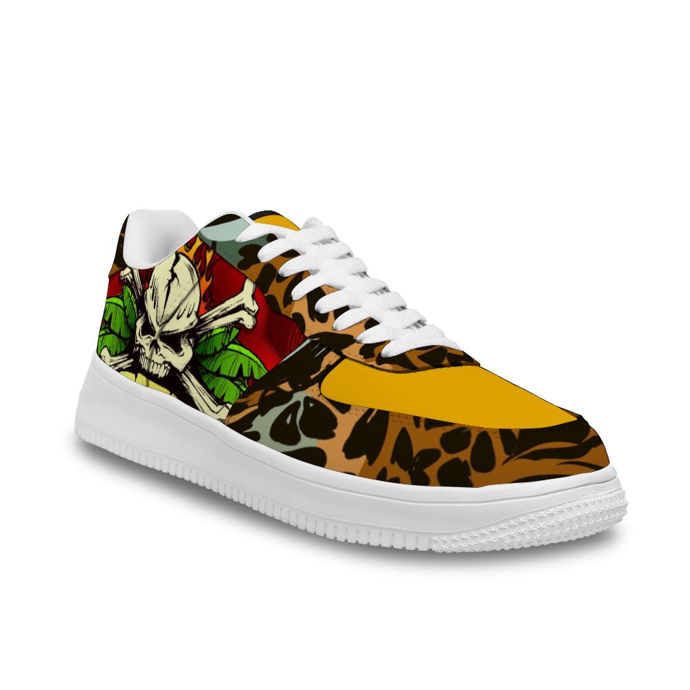 Rote Sneakers mit Totenkopf-Dekor für Damen und Herren individuell gestalten