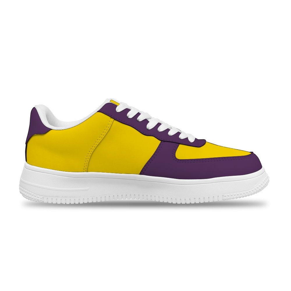 Benutzerdefinierte gelb lila Totenkopf Sneakers für Frauen und Männer