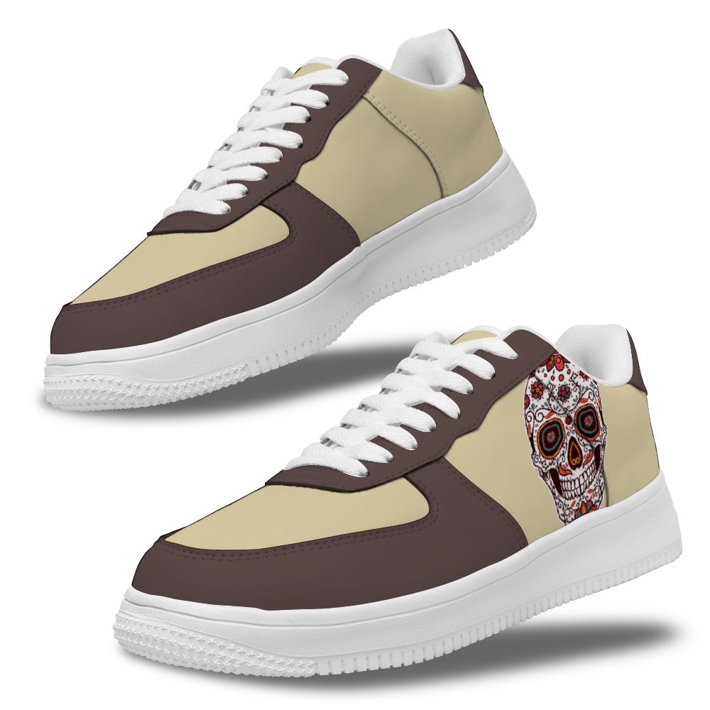 Personalisierte gelb grau Totenkopf Schuhe für Frauen und Männer
