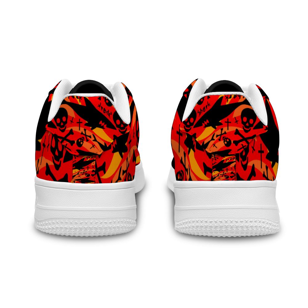 Benutzerdefinierte Hai und Totenkopf weiße Schuhfutter Sneakers für Frauen und Männer