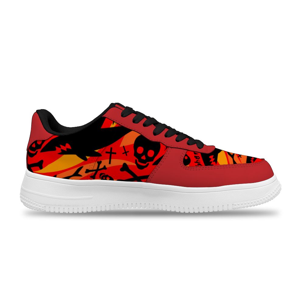 Passen Sie rote Hintergrund Hai und Totenkopf Sneakers für Frauen und Männer an