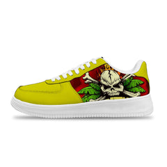 Personalisierte gelbe Sneakers mit Totenkopf für Damen und Herren
