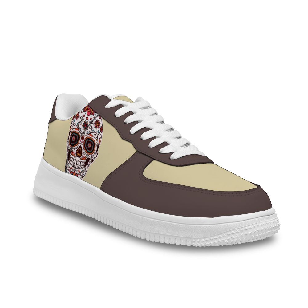 Personalisierte gelb grau Totenkopf Schuhe für Frauen und Männer