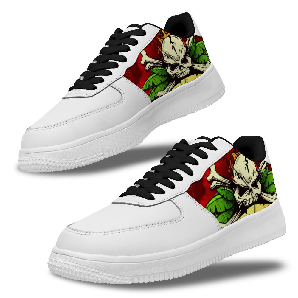 Personalisierte weiße Schuhe mit Totenkopf für Damen und Herren