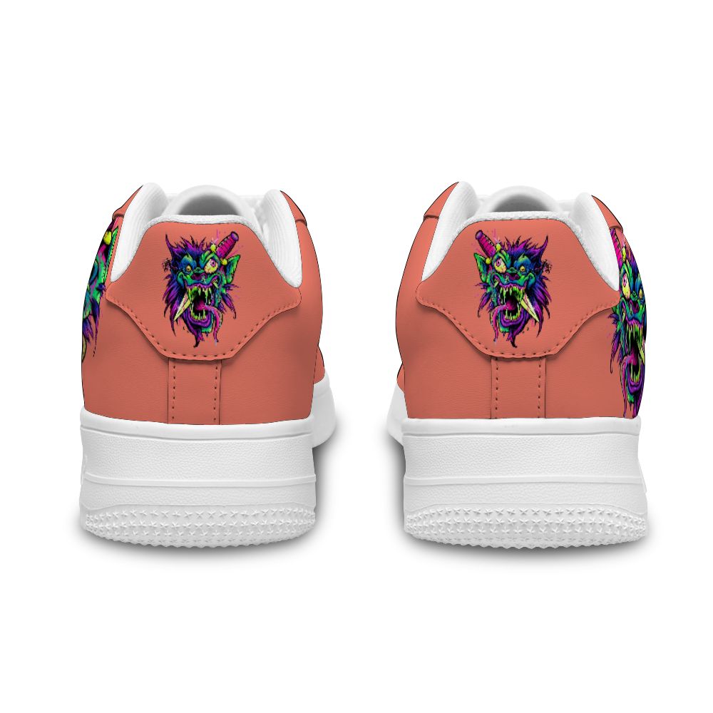 Personalisierter roter Hintergrund mit Totenkopf-Design Sneakers für Damen und Herren