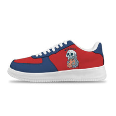 Individuell bedruckte rote Bule-Totenkopf-Schuhe für Damen und Herren