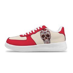 Customize Red White Skull Sneakers For Women and Men