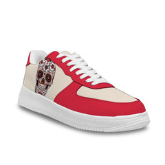 Customize Red White Skull Sneakers For Women and Men