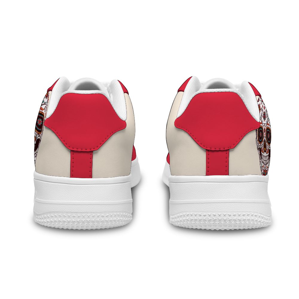 Customize Red White Skull Sneakers For Women and Men